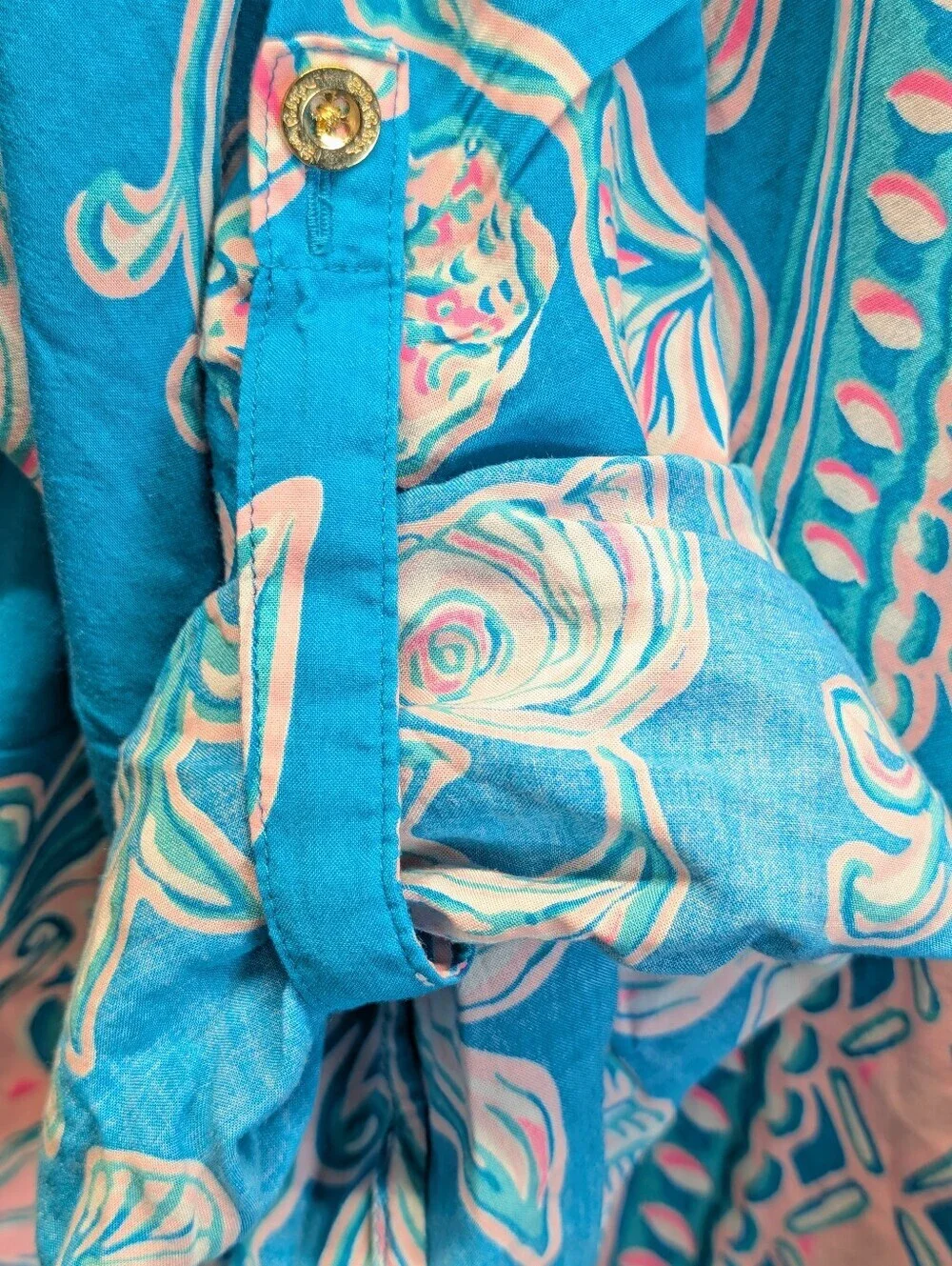 Lilly Pulitzer Natalie Beach Summer Cover Up Turquoise/Pink XL EUC